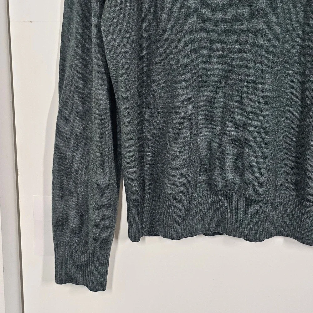 Banana Republic Extra Fine Merino Wool V-Neck Sweater Mens L Pullover Knit Green